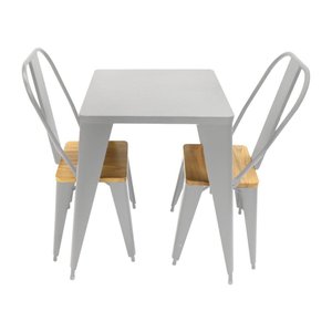 Conjunto Mesa Industrial em Aço Iron Tolix com 2 Cadeiras Branca Assento Sublimado