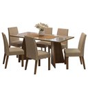 Ver imagem 3 de Conjunto Sala de Jantar Mesa Tampo de Vidro 6 Cadeiras Rustic/crema/imperial Valerie Madesa