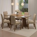 Ver imagem 1 de Conjunto Sala de Jantar Mesa Tampo de Vidro 6 Cadeiras Rustic/crema/imperial Valerie Madesa