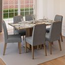 Ver imagem 1 de Conjunto Sala de Jantar Tampo de Vidro 6 Cadeiras Rustic/Silver Azaleia Madesa