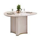 Ver imagem 3 de Mesa para Sala de Jantar 136cm Tampo Orgânico Curvo com Vidro Chane Branco/Off White