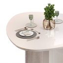 Ver imagem 5 de Mesa para Sala de Jantar 136cm Tampo Orgânico Curvo com Vidro Chane Branco/Off White