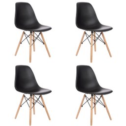 Kit 4 Cadeiras Charles Eames com Pés de Madeira Preto - 1