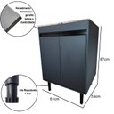 Ver imagem 2 de Tanque de Lavar Roupas Inox Grande 46L Com Gabinete Premium