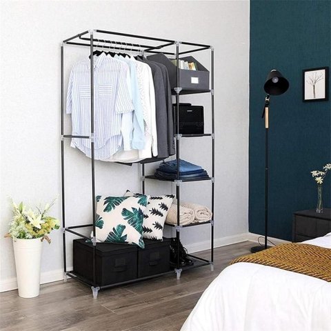 Guarda Roupa Closet Portatil Prateleiras Suporte Organizador Sapatos Bolsa Lencol Toalha Compacto:Ro