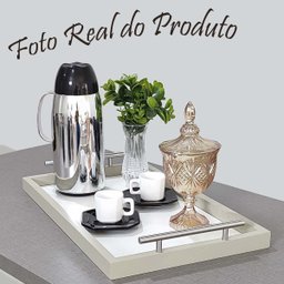 Bandeja Café Manhã Decorativa Pequena Ambiente Recepção Hall Entrada Escritório Casa Madecor BANDEJA - 4