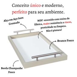 Bandeja Café Manhã Decorativa Pequena Ambiente Recepção Hall Entrada Escritório Casa Madecor BANDEJA - 3