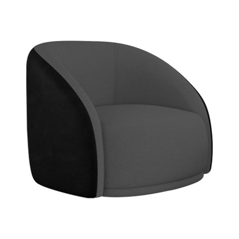 Poltrona Giratória 87cm Heidi Courino Preto | Veludo Cinza - Sallar Home