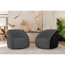 Ver imagem 2 de Poltrona Giratória 87cm Heidi Courino Preto | Veludo Cinza - Sallar Home