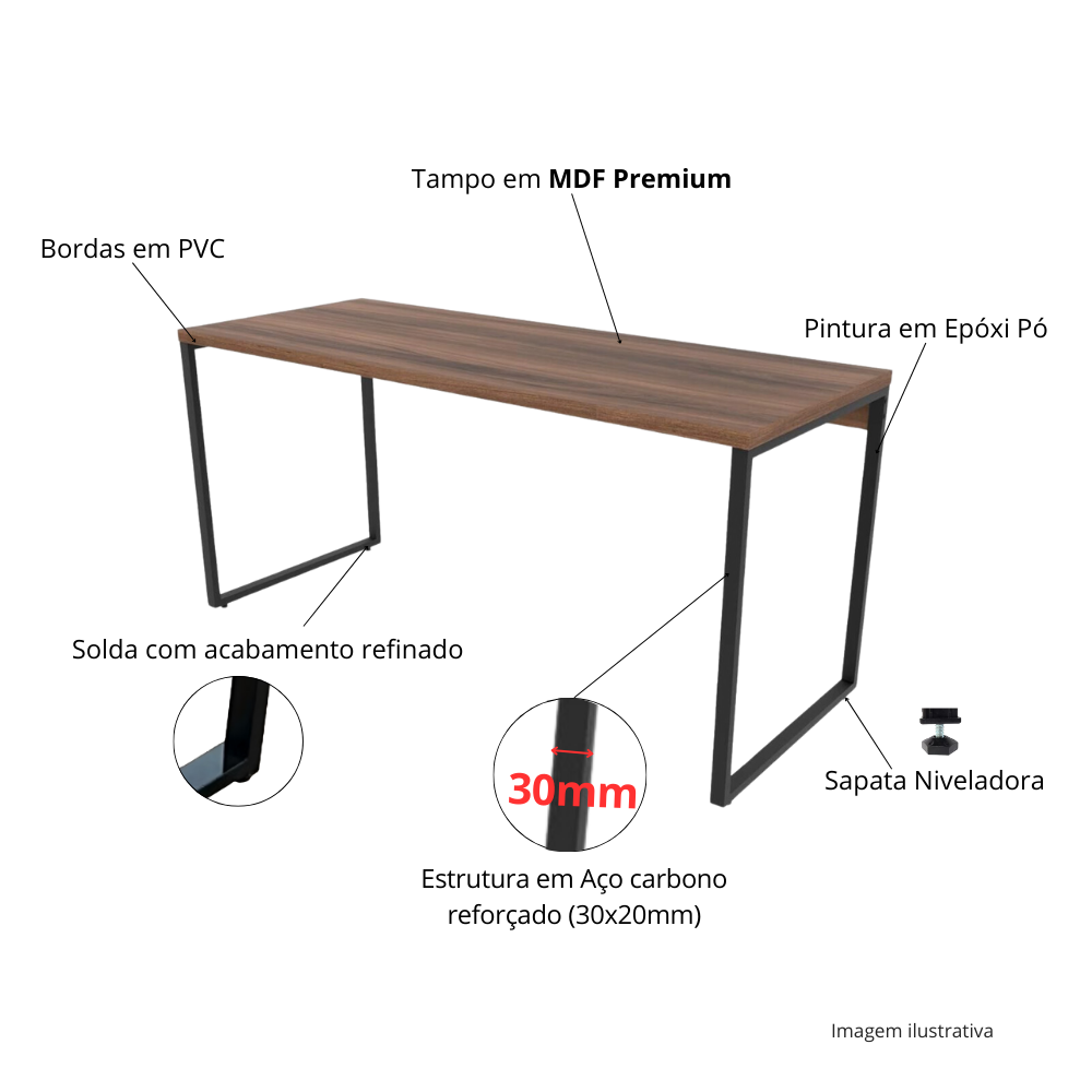 Mesa Gamer Estilo Industrial 100% Mdf Premium 1,00m:amadeirado - 3