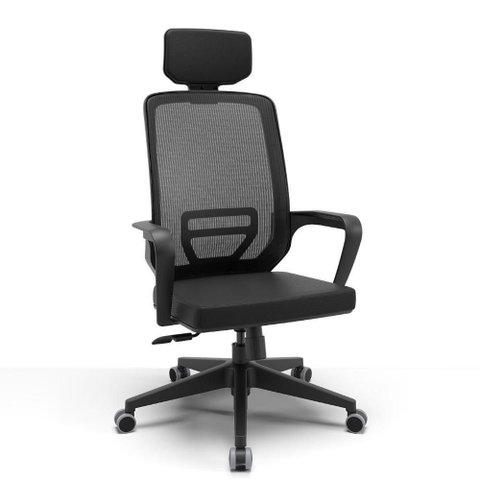 Cadeira de Escritório Adrix Presidente Ergonômica NR17 Presidencial Vinil Base Rodízios Encosto