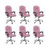 Kit 6 Cadeiras de Escritório Presidente Reclinável Ajustável - Rosa Chiclete - 2