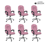 Kit 6 Cadeiras de Escritório Presidente Reclinável Ajustável - Rosa Chiclete - 3
