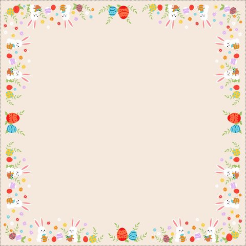 Toalha de Mesa-quadrada para Páscoa 100% Algodão1,36x1,36m