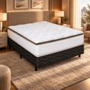 Ver imagem 4 de Cama Box Casal (Colchao + Base) Molas Ensacadas Kings Branco / Preto Gazin