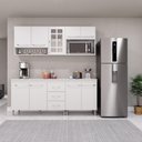 Ver imagem 1 de Cozinha Modulada Compacta Fidelitá Viena 4 Peças 190cm 9 Portas 3 Gavetas com Tampo Branco