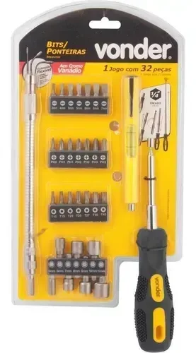 Jogo Bits/ponteiras Crv C/32pc Eng.rap1/4" Vonder