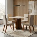 Ver imagem 2 de Mesa Sala de Jantar Quadrada 0,90m Moove Madeirado/off White