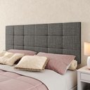 Ver imagem 5 de Kit Quarto 2 Mesinhas Pequena Gaveta Nicho Mudo Retrô Cabeceira Estofada Suspensa Cama Box Casal 1,