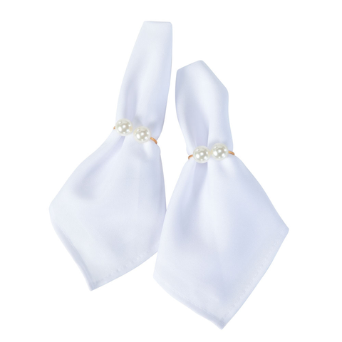 Kit 2 Anéis para Guardanapo Pérola Duplo Natal 4 X 3cm Argola de Metal Dourado