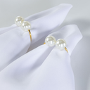 Ver imagem 3 de Kit 2 Anéis para Guardanapo Pérola Duplo Natal 4 X 3cm Argola de Metal Dourado