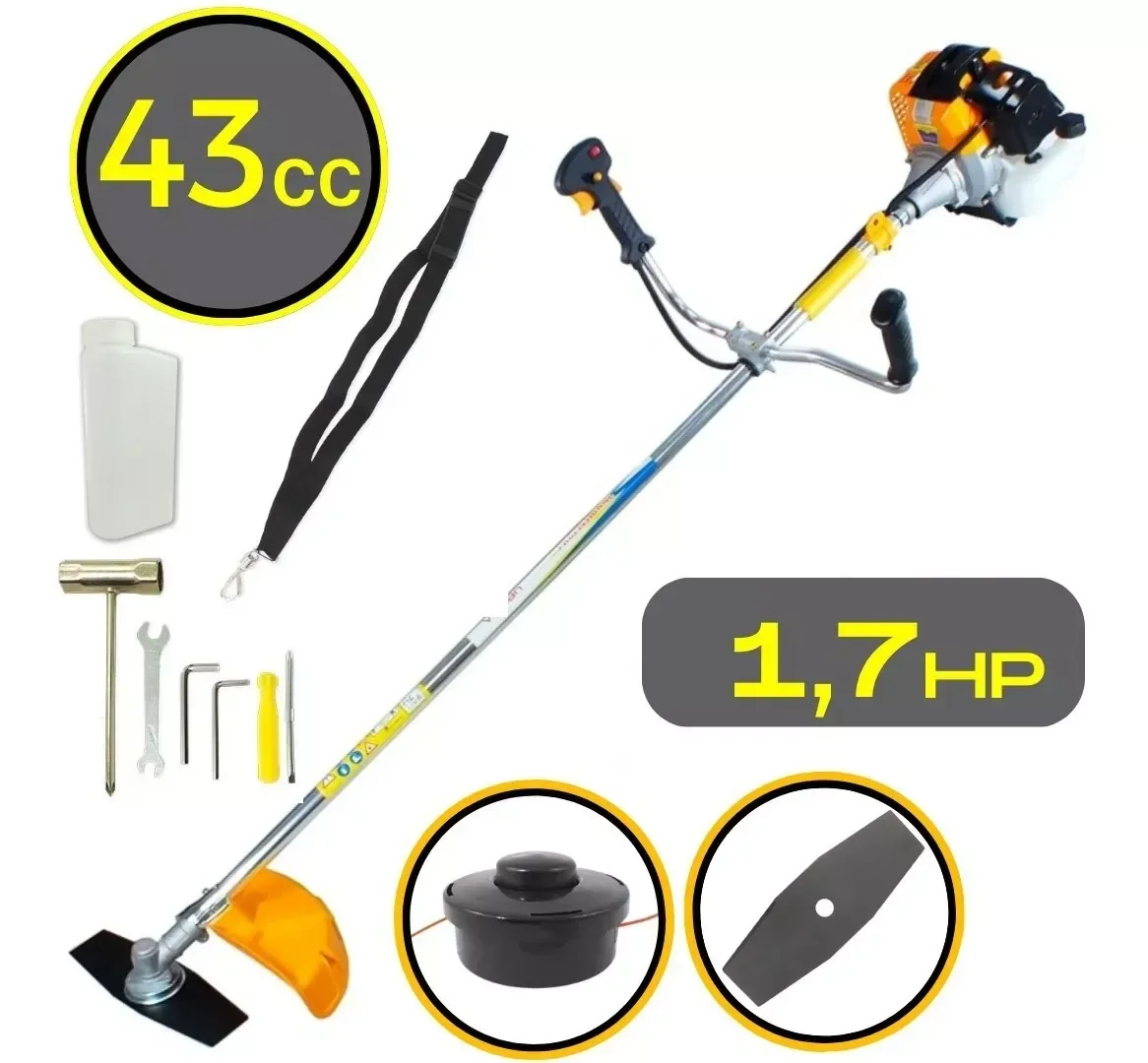 ROCADEIRA LATERAL VULCAN VR430S 2T 43CC 1,7HP PROFISSIONAL com Carretel e Lamina Faca para Trabalho 