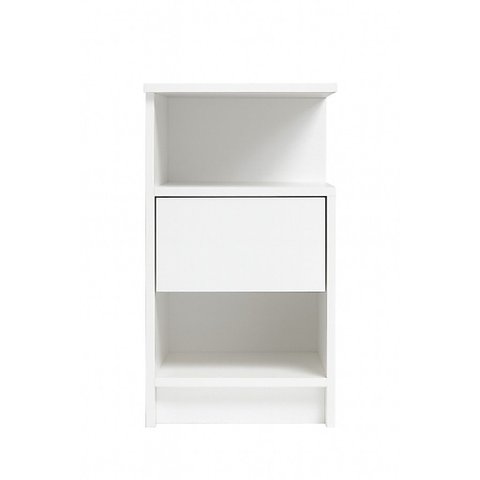 Mesa Cabeceira 30cm com Gaveta e Nicho Alta 60cm MDF 15mm Branco Mesa de Cabeceira Montada Lado Esqu