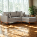 Ver imagem 1 de Sofá 3 Lugares Beny com Chaise Direito Linho Cinza