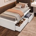 Ver imagem 1 de Cama Box Solteiro 02 Gavetas Dengo:branco