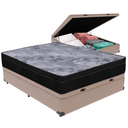 Ver imagem 1 de Cama Box Baú Bege e Colchão Airtech Pampa Molas Ensacadas Casal Ortobom