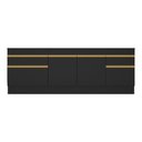 Ver imagem 6 de Kit com 2 Balcões de Cozinha 150cm e 70cm com Rodapé Veneza Multimóveis V2108 Preto/dourado