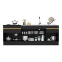 Ver imagem 5 de Kit com 2 Balcões de Cozinha 150cm e 70cm com Rodapé Veneza Multimóveis V2108 Preto/dourado