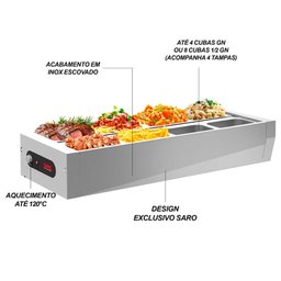Buffet Térmico de Mesa Aquecido Inox 8 Cubas 1/2 com Tampa 127v - 4
