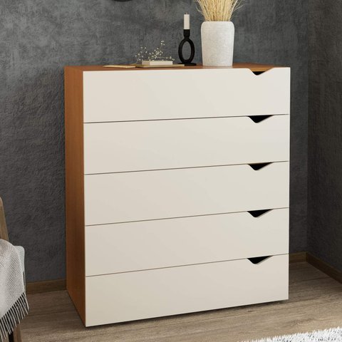 Cômoda com 5 Gavetas 90cm 240822 Linha Porto Politorno Móveis
