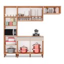 Ver imagem 3 de Cozinha Completa Modulada Virginia Tuboarte 100% em Mdf com 7 Portas e Duas Gavetas Amêndoa Off Whit