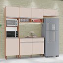 Ver imagem 1 de Cozinha Completa Modulada Virginia Tuboarte 100% em Mdf com 7 Portas e Duas Gavetas Amêndoa Off Whit