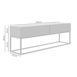 Rack Bancada Para Sala Tv Ate 50 Polegadas Off White/Dourado - 3