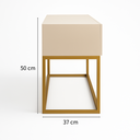 Ver imagem 4 de Rack para Sala Industrial Bancada TV até 55 Polegadas 2 Gavetas Off White Pé de Ferro Dourado
