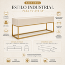 Ver imagem 2 de Rack para Sala Industrial Bancada TV até 55 Polegadas 2 Gavetas Off White Pé de Ferro Dourado