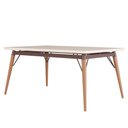 Ver imagem 2 de Mesa Jantar Netuno 6 Lugares 160x100 Cm Pés Madeira Metal Vidro Off White