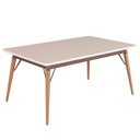 Ver imagem 1 de Mesa Jantar Netuno 6 Lugares 160x100 Cm Pés Madeira Metal Vidro Off White