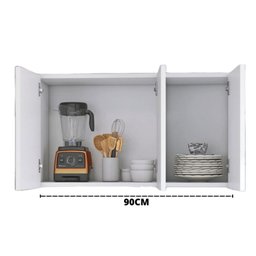 Armário de Cozinha Aereo Branco 3 Portas 90cm Ajl Store Armario Aereo - 4