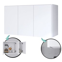Armário de Cozinha Aereo Branco 3 Portas 90cm Ajl Store Armario Aereo - 3