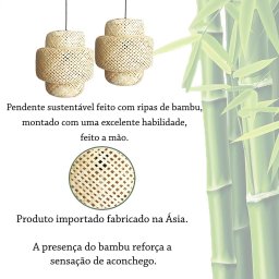 Pendente de Palha Rustico Artesanal Fibra Natural Sala Nat20 - 3