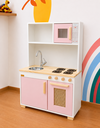 Ver imagem 3 de Fogão Cozinha Infantil Montessori Rosa com Palha Indiana Brinquedo Educativo