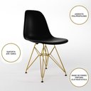 Ver imagem 4 de Mesa Jantar Redonda 110Cm Amêndoa Clips 3 Pés Com 4 Cadeiras Pretas Base Dourada - Cor: Amendoa