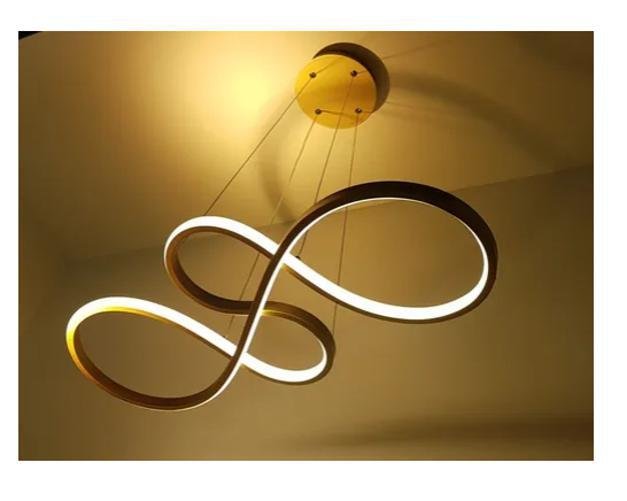 Lustre Pendente Led Smd 40w Design Moderno Dourado Luz 3em1 - 6