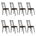 Ver imagem 1 de Kit 8 Cadeiras de Cozinha Delaware Estampado Imbuia Pés de Ferro Preto