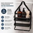 Ver imagem 7 de Porta Shampoo de Canto S-03 Banheiro 2 Prateleiras Gancho Superior Preto Yeet