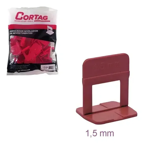 Espacador Nivel Piso Porcelanato 1,5mm 50PC Vermelho Cortag